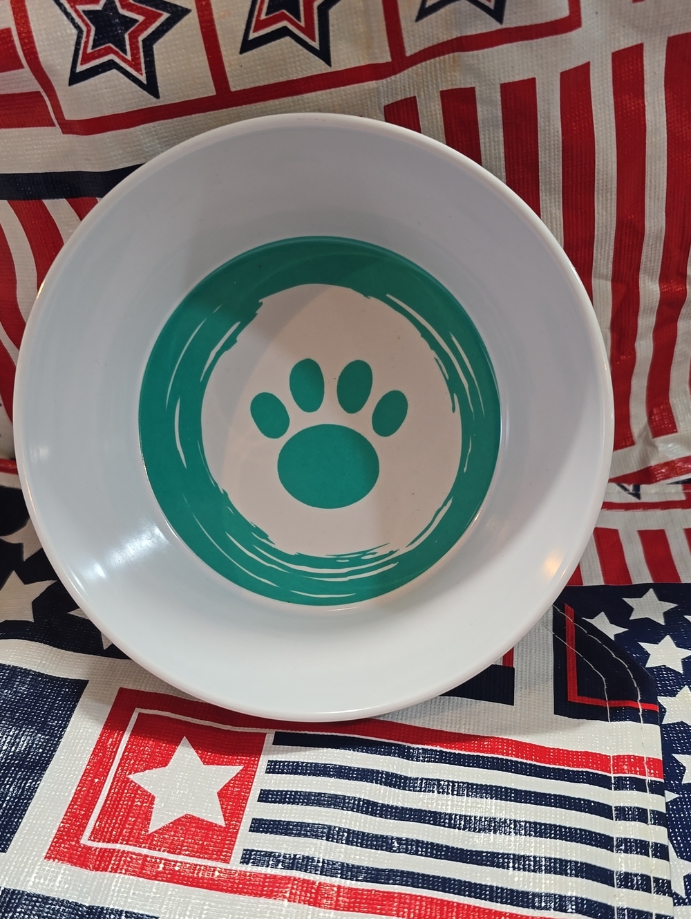 Pet Bowl with Teal Paw Print
